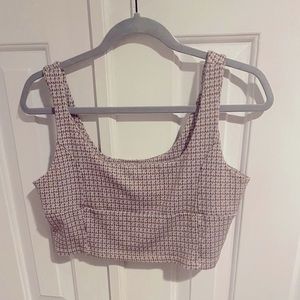 Altar’d State lavender and brown houndstooth crop top